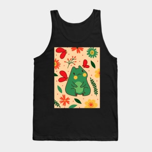 Cute Cottagecore Frog Floral Aesthetic Tank Top